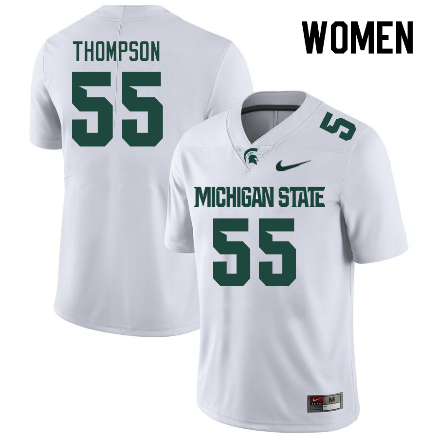 Women #55 Jalen Thompson Michigan State Spartans College Football Jerseys Stitched Sale-White
